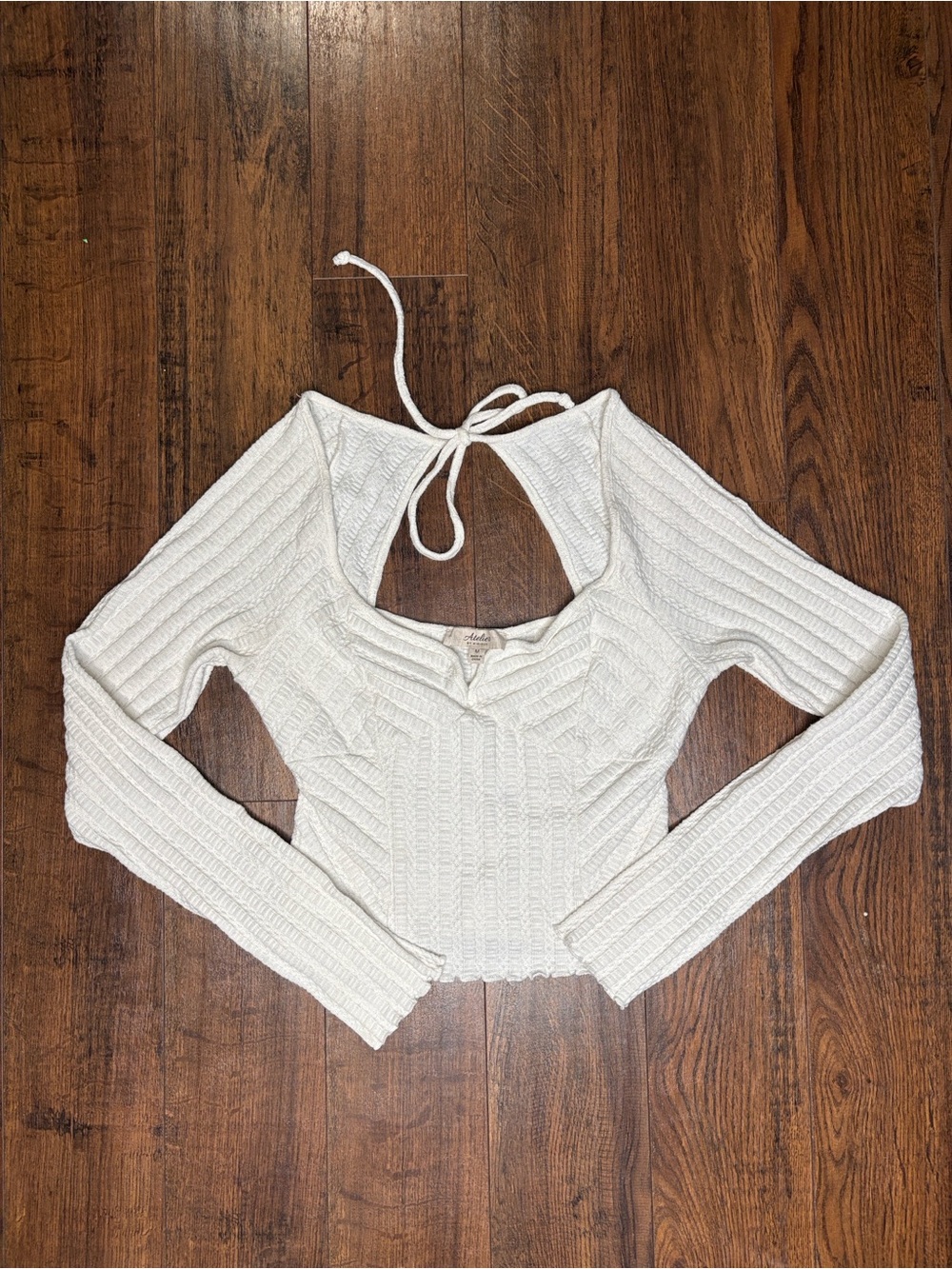 Atelier by Kirious Women's White Knit Tie-Back Top